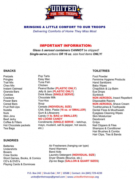 United for the Troops Wishlist