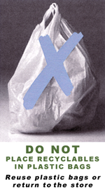 Do NOT Place Recyclables in Plastic Bags